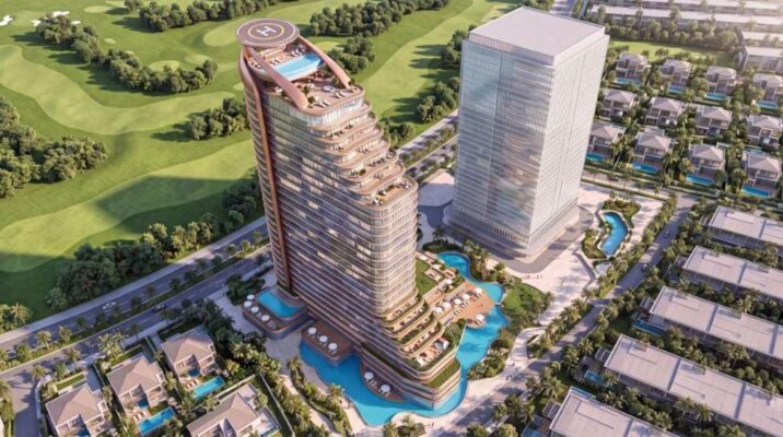 Phối cảnh cụm khách sạn Vinpearl trong tư liệu giới thiệu Vinhomes Global Gate Hạ Long