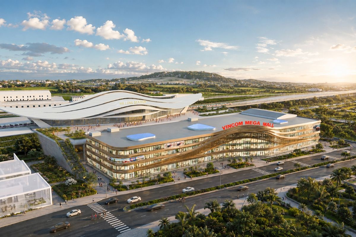 Phối cảnh Vincom Mega Mall và nhà ga Hạ Long trong tư liệu giới thiệu dự án